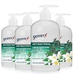 Germ-x Antibacterial Hand Soap, Moisturizing Liquid Hand Wash for Kitchen or Bathroom, pH Balanced & Dermatologist Tested, White Tea & Eucalyptus, 12 oz Pump Bottle (Pack of 4)