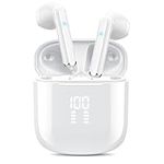 OYIB Wireless Earbuds, Mini Bluetooth 5.3 Headphones HiFi Stereo, Wireless Earphones with ENC Noise Cancelling Mic, Touch Control, Type-C Charging, IPX7 in Ear Wireless Headphones White