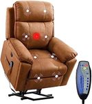 Phoenix Home Large Power Lift Chair with Massage and Heat for Elderly Recliner, Brown