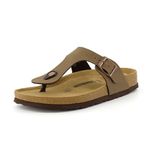 CUSHIONAIRE Women's Leah Cork Footbed Sandal With +Comfort, Brown, 8