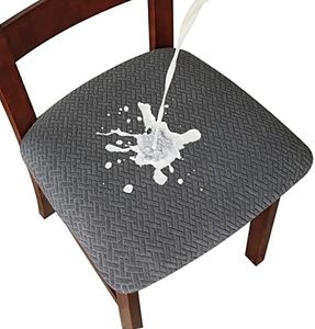 Genina Waterproof Seat Covers for Dining Room Chairs Covers Dining Chair seat Covers Kitchen Chair Covers slipcovers (Dark Gray, 6 Pcs)