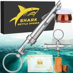 LKKCHER 2-in-1 Shark Bottle Opener, Novelty Keychain Corkscrew Wine Opener, Beer Bottle Opener, Wine & Beer Gifts for Men, Father's Day Gifts, Christmas Gifts, Birthday Gifts, Dark Silver