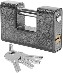 Kurtzy Heavy Duty Padlock with 4 Keys - Hardened Solid Steel Hardware Monoblock Lock - 12mm Thick Shackle - Protector Lock for Garage Door, Containers, Sheds, Shutters, Lockers, Gates and Warehouses