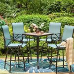 MFSTUDIO 5 Piece Outdoor High Top Bar Set, Bar Height Table and Chairs for Patio, Waterproof Bar Height Bistro Set for 4,Light Blue