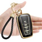 Jaronx Compatible with Toyota Key Fob Cover, Soft TPU Key Shell with Keychain Compatible with Toyota RAV4 Corolla Camry Highlander Avalon C-HR GT86 Prius Key Case Key Accessories