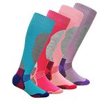 4 Pairs - HIGH PERFORMANCE ladies ski socks - long hose thermal socks - Size UK 4-7 (EUR 35-41)