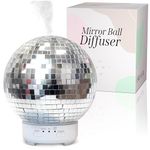 Mirror Ball Diffuser – Reflective Disco Ball Essential Oil Diffuser Rotating with Color-Changing Night Lights, Misting Modes & 2 Timer Modes | Cute Aromatherapy Diffuser for Home and Classroom