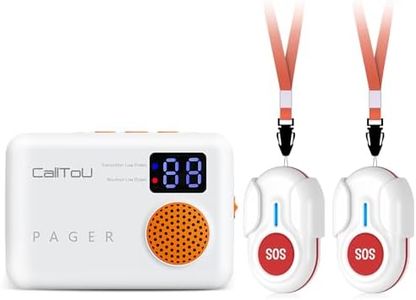 CallToU Wireless Caregiver Pager Call Button for Elderly at Home Monitoring with Vibration Call Bell Medical Alert System with Digital Display Low Power Reminder 2 Portable Receiver 2 SOS Call Button