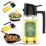 Tekcool 500ml 2 in 1 Olive Oil Sprayer and Oil Dispenser Bottle for Kitchen, Glass Oil Bottle with Premium Nozzle, Oil Sprayer for Air Fryer, Salad,BBQ,Roasting (Multi Color) (Pack of 1)