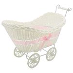 SAFRI® LARGE BABY PRAM HAMPER WICKER BASKET BABY SHOWER PARTY GIFTS BOYS GIRLS NEW BORN (Pink)