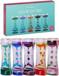 THE TWIDDLERS - 5 Liquid Motion Timers Sensory Timer Hourglasses - 14cm, 5 Colours - Kids Water Bubble Lava Lamp Calming Sensory Toys for Autism, Stress Relief, Relaxation, ADHD