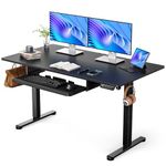 ErGear Standing Desk with Large Keyboard Tray, 140 x 70 cm Height Adjustable Electric Standing Desk Sit Stand Desk with 3 Memory Smart Pannel, Home Office Computer Desk, Black