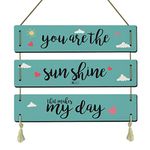 Indigifts Valentine Gifts You are My Sunshine Printed Blue 3-Panel Wall/Door Sign Hanging 18x26 cm - Love Gifts for Couple (Light Blue), Valentine Gift for Girlfriend, Boyfriend Gifts