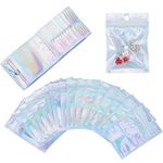 7x10cm Mylar Foil Ziplock Bags, 100PCS Sealable Bags, Smell Proof Bags Resealable Holographic Bags for Coffee Beans Candy Cookies Jewelry