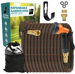 Supply Cube 100FT Expandable Garden Hose - Flexible Garden Hose with 8 Spray Modes - Anti-Leak Retractable Hose Pipe with 3/4 in. Brass Connector - Multi-Purpose Expanding Hose Pipe - Black & Orange