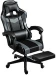 Gaming Chair Ergonomic Computer Chair Office Chair Desk Swivel Chair Adjustable Reclining Footrest Cushion Grey New!