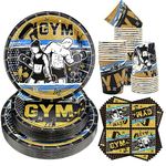 Obussgar GYM Birthday Party Decorations - GYM Party Supplies including Plates, Cups, Napkins for Boys Party Decorations-Serves 40 (4-40)