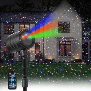 Christmas Laser Lights Outdoor, 3 Color RGB Christmas Projector Lights Outdoor, Holiday Projector Lights Outdoor with RF Remote and Timer, Waterproof Star Shower Laser Lights Outdoor for Home Decor