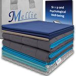 Mellie Luxury 9.5kg Super King Weighted Blanket Set, 2 Zippered Warming and Cooling Covers - Stress, Insomnia, Anxiety Relief Weight Blanket - 180 x 200cm (Grey/White | Navy/Cream | Silver/Teal)