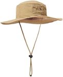 Surblue Wide Brim Boonie Hat Fishing Sun Hat for Men and Women UPF50+ Sun Cap Outdoor Bucket Mesh Breathable Foldable Cowboy Hat for Hiking Camping Gardening A Khaki