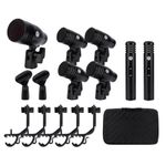 W IN-MIX 7 Piece Wired Dynamic Drum Mic Kit (Whole Metal)- Kick Bass, Tom/Snare & Cymbals Microphone Use for Drums, Vocal, Other Instrument Complete with Thread Clip, Mics Holder
