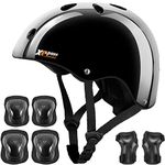 Kids Helmet Toddler Bike Helmet with Protective Gear Set Knee Pads Elbow Pads Wrist Pads for Skateboard Bike Scooter Inline Skates CPSC ASTM CE Certified (S(3-8years old), black)