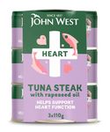 John West Heart No Drain Tuna Steak with Rapeseed Oil 3 X 110g