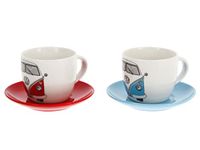 BRISA VW Collection - Volkswagen Espresso Cups Coffee-Tea-Cappuccino Set in T1 Bus Campervan Design (Bus Front/2 Colors/2Piece Set/100ml/3.4 fl oz)