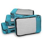 FATMUG Polyester Packing Cubes/Travel Pouch/Bag Suitcase Luggage Organiser Set of 4-Medium Size- Sky Blue