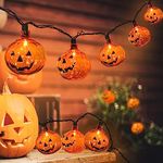 SOTOPOO 8.5FT Halloween Lights Pumpkin String Lights with 10 Smiling Jack O Lantern Pumpkin Lights, for Home Room Halloween Party Decorations Indoor & Outdoor Yard Patio Decor