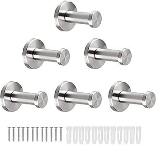 Vanloory Bathroom Towel Hooks, 6 Pack Round Coat Hooks, Sturdy Wall Mounted Robe Hook, SUS 304 Stainless Steel Heavy Duty Clothes Hanger, Wall Towel Hooks for Bathroom Bedroom Kitchen (Brushed)