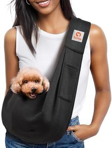 Tomkas Small Dog Sling Carrier - Classic Pocket & Classic Strap & Classic Pocket - for 3-10 lbs Pets(Black)