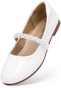 DREAM PAIRS Girls Mary Jane Ballerina Flat Shoes Serena-100-Kids White/Pat Size 3 Little Kid