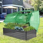 8x4x2ft Outdoor Galvanized Raised Garden Bed with Greenhouse, 2 Large Zipper Mesh Screen Windows Cover, Deep Root Planter Box for Vegetables, Flowers, Herbs, Succulents w/ 358 Gallon Capacity