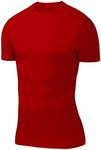 PowerLayer Men's Compression Baselayer Top Short Sleeve Under Shirt - Red, XX-Large