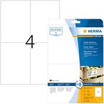 HERMA Extra Strong Adhesive Labels, 4 Labels per A4 Sheet, 25 Sheets, 105 x 148 mm, 100 Labels, Blank Heavy Duty Labels Stickers, Sticky Labels for Laser & Inkjet Printer, White