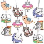 Datanly 12 Pack Car Fresheners for Women Man Hanging Christmas Car Air Fresheners Cute Incense Chips Car Rearview Mirror Pendant Cute Pet Odor Eliminating Air Freshener for Car (Cute Cat)