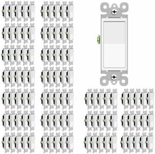 Light Switch,Greencycle 15 Amp Single Pole Light Switch White 100Pack,SP Rocker Paddle Light Switch,120V-277V AC,On/Off Wall Switch,Residential/Commercial Grade,Home & Office,UL Listed