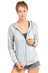 Sofra Women's Thin Cotton Zip Up Hoodie Jacket, Heather Gray, Medium