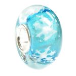 Queenberry Sterling Silver Blue Snowflake European Style Glass Bead Charm