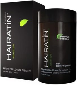 HAIRATIN Building Fibers for Thinning Hair, Black, 28G - Achieve Fuller, Natural Looking Results, Instantly Conceals Hair Loss in 10 Seconds, Thickener & Bald Spot Cover Up for Men & Women