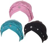 3 Pack Womens Printed Turban Hat Head Wraps Covers Chemo Cancer Beanies Cap Headwear, 3 Pcs-l, One Size