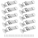 10 Pcs Spring Loaded Toggle Latch Hasps, Tension Clasp, Stainless Steel Duck Billed Buckle Latch Catch, 56mm Lever Clasp Latches Catch Clamp Clip for Drawer Cabinet Case Toolbox, with 40 Screws