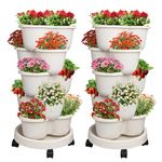 Hourleey 2 Pack 5 Tier Stackable Planter for Strawberries, Flowers, Herbs, Vegetables, Grow Your Own Vertical Oasis of Vegetables and Succulents