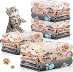 12 Pieces Pet Blanket Soft Fleece Dog Blanket Fluffy Doggie Blanket Warm Felt Throw Blanket Cute Paw Print Throw Blanket Puppy Kitten Sleep Mat Bed Covers for Dog Puppy Cat (3 Colors)