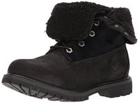 Timberland Women's Teddy Fleece Waterproof Fold-Down Fashion Boots, Black, 6 M US