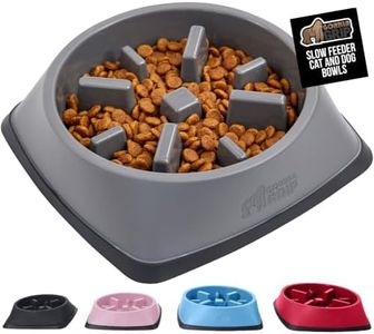 GORILLA GRIP Patent Pending Slow Feeder Dog Bowls, 4 Cup Interactive Puzzle Toy for Dogs and Cats Food Training, Keeps Pets Busy and Prevents Puppy Overeating, All Breeds, 100% BPA Free, Gray