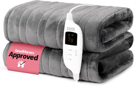 LIVIVO Electric Heated Blanket – Grey Fleece Throw