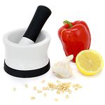 Ceramic Pestle & Mortar Set Non-Slip | Porcelain Spice and Herb Grinder | Extract Oils from Herbs & Spices | Detachable Non-Slip Silicone Base & Handle | M&W