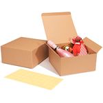 HOUSE DAY 12Pcs Present Boxes with Lids Kraft Cardboard Paper Gift Boxes 20x20x10cm Gift Boxes for Festival gift packaging, Crafting, Cupcake, Bridesmaid Proposal Boxes, Wedding Favor (Brown)